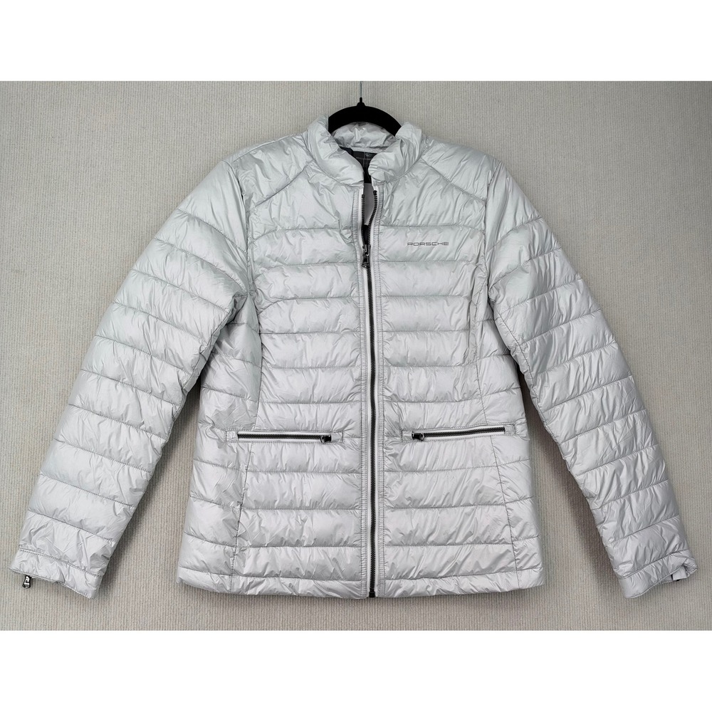 Porsche 911 Collection Women's XS Silver Puffer Jacket NWT W/ Flaws